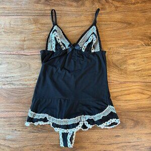 Sexy Little Things Victoria's Secret Black & White Strapless Lace Lingerie Rompe
